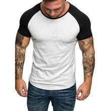 Load image into Gallery viewer, HEFLASHOR Mens summer plaid patchwork t shirt short sleeve Gradient color  Muscle Basic Hip Hop fashion tee shirt New 2019