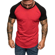 Load image into Gallery viewer, HEFLASHOR Mens summer plaid patchwork t shirt short sleeve Gradient color  Muscle Basic Hip Hop fashion tee shirt New 2019
