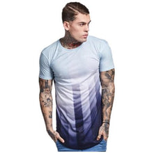 Load image into Gallery viewer, New tshirt Men Stripe printed T shirt Fashion stitching O-neck Short-sleeved Slim Fit Black army green t shirt men