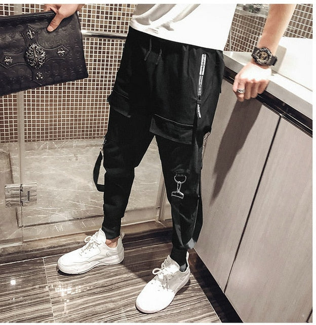 2019 Men Streetwear Pants Black Harem Pants Light Men Punk