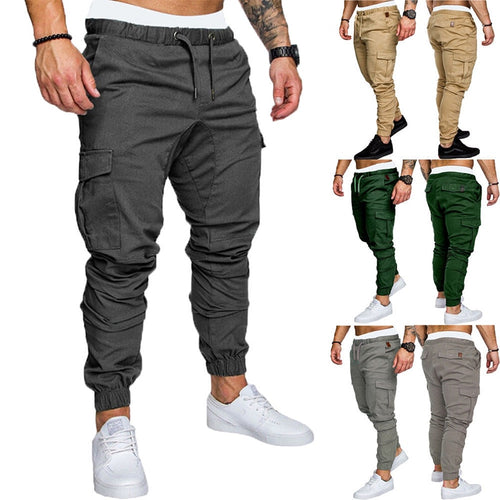 2019 Autumn Men Cargo Pants Hip Hop Harem Joggers Pants New Male Trousers Mens Solid Multi-pocket Pants Skinny Fit Sweatpants
