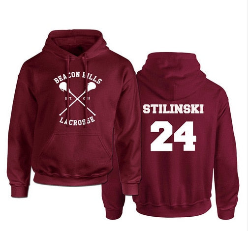 Teen Wolf Hoodie Men McCall 11 Lacrosse Stilinski 24 Lahey 14 Print Pullover Mens Hoddies Red Hood Sweatshirts Women Anime Hodie