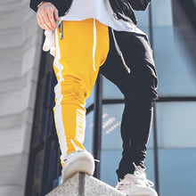 Load image into Gallery viewer, 2019  Cotton Mens Long Color Block Street Patchwork Zippers Elastic hip pop Casual Pencil Pant Sweatpants Trousers Jogger Pants