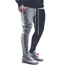 Load image into Gallery viewer, 2019  Cotton Mens Long Color Block Street Patchwork Zippers Elastic hip pop Casual Pencil Pant Sweatpants Trousers Jogger Pants
