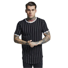 Load image into Gallery viewer, New tshirt Men Stripe printed T shirt Fashion stitching O-neck Short-sleeved Slim Fit Black army green t shirt men